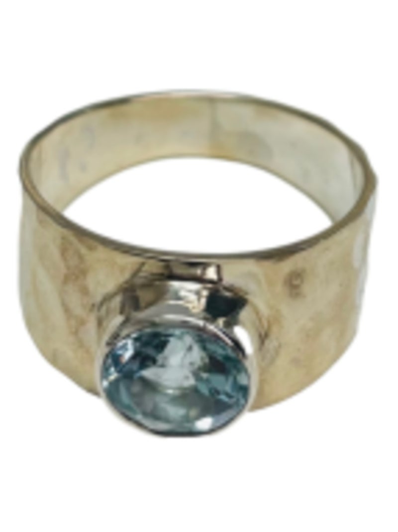 Bague jonc en argent et topaze bleue facettée Gris - Kiabi