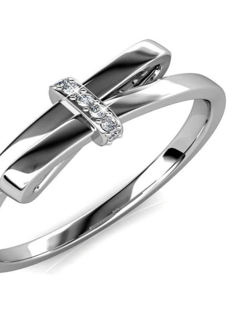 Bague Luminous Bow - Argenté et Cristal Argent - Kiabi