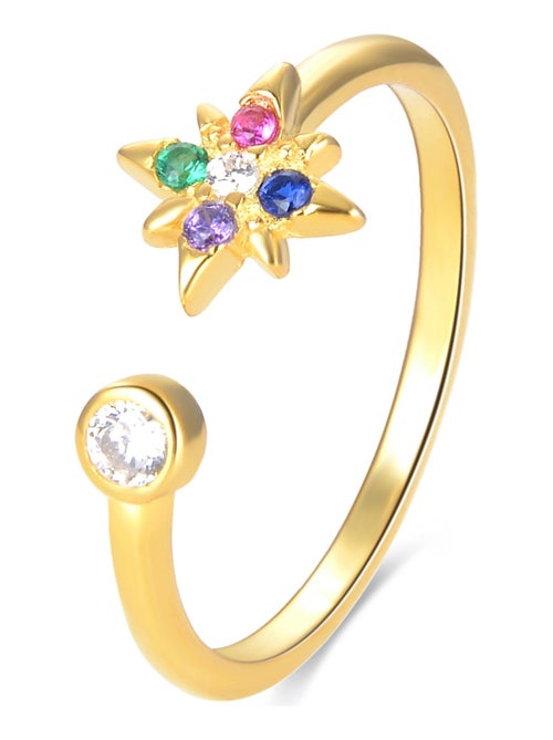 Bague Luxenter Anra en argent 925 et zircon multicolore plaqué or jaune 18 carats - Kiabi