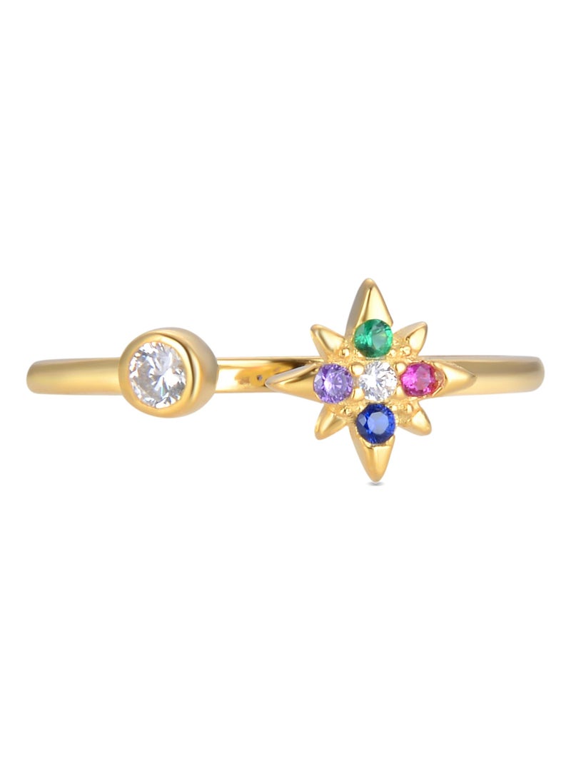 Bague Luxenter Anra en argent 925 et zircon multicolore plaqué or jaune 18 carats Multicolore - Kiabi