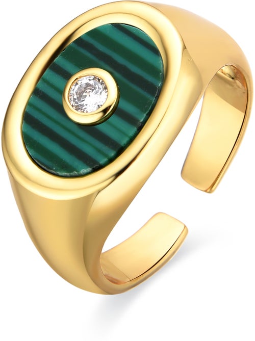 Bague Luxenter avec malachite et plaqué or 18k - Staxo Taille réglable - Kiabi