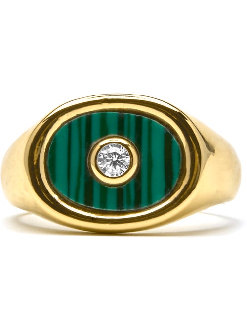 Bague Luxenter avec malachite et plaqué or 18k - Staxo Taille réglable - Kiabi