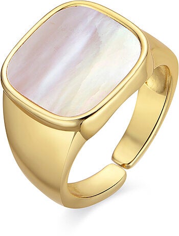 Bague Luxenter avec nacre blanche et plaqué or 18k - Misau Taille réglable