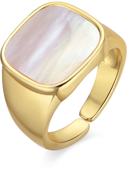 Bague Luxenter avec nacre blanche et plaqué or 18k - Misau Taille réglable - Kiabi