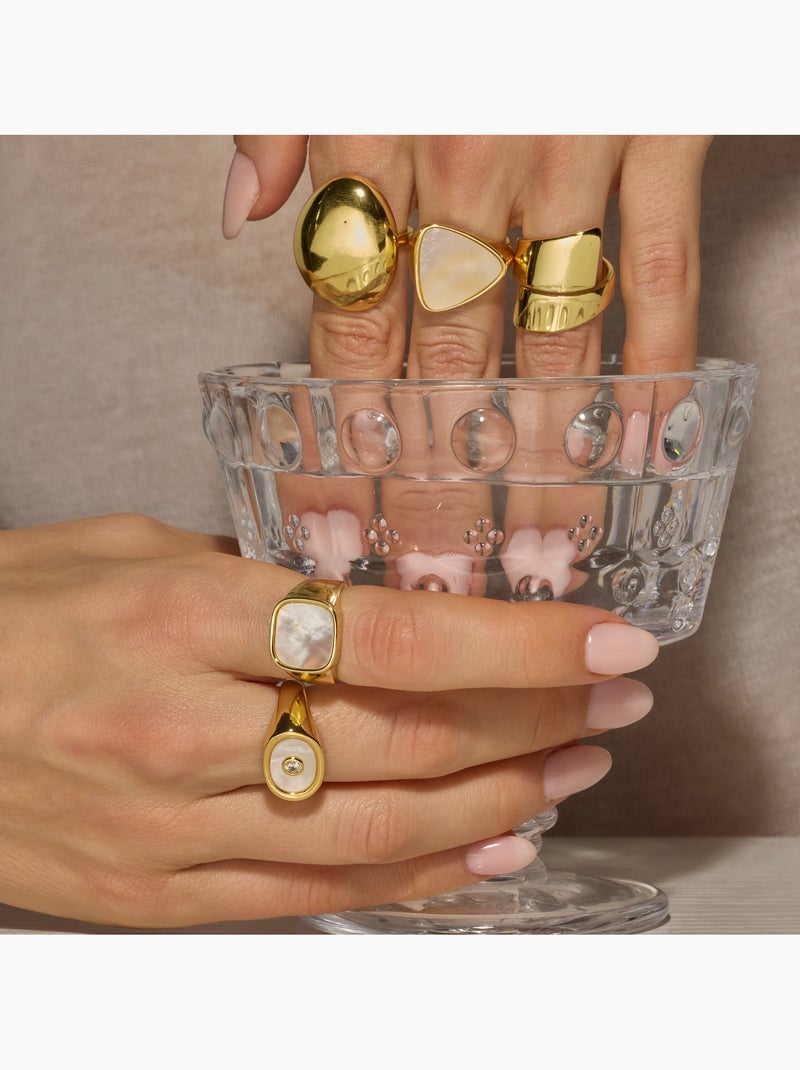 Bague Luxenter avec nacre blanche et plaqué or 18k - Misau Taille réglable Blanc - Kiabi