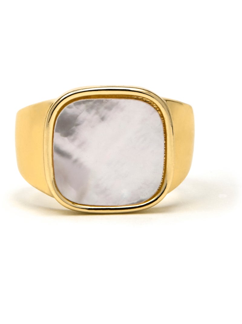 Bague Luxenter avec nacre blanche et plaqué or 18k - Misau Taille réglable Blanc - Kiabi