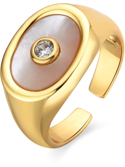 Bague Luxenter avec nacre blanche et plaqué or 18k - Staxo Taille réglable - Kiabi