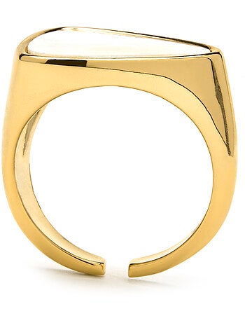 Bague Luxenter avec nacre blanche et plaqué or 18k - Sune Taille réglable