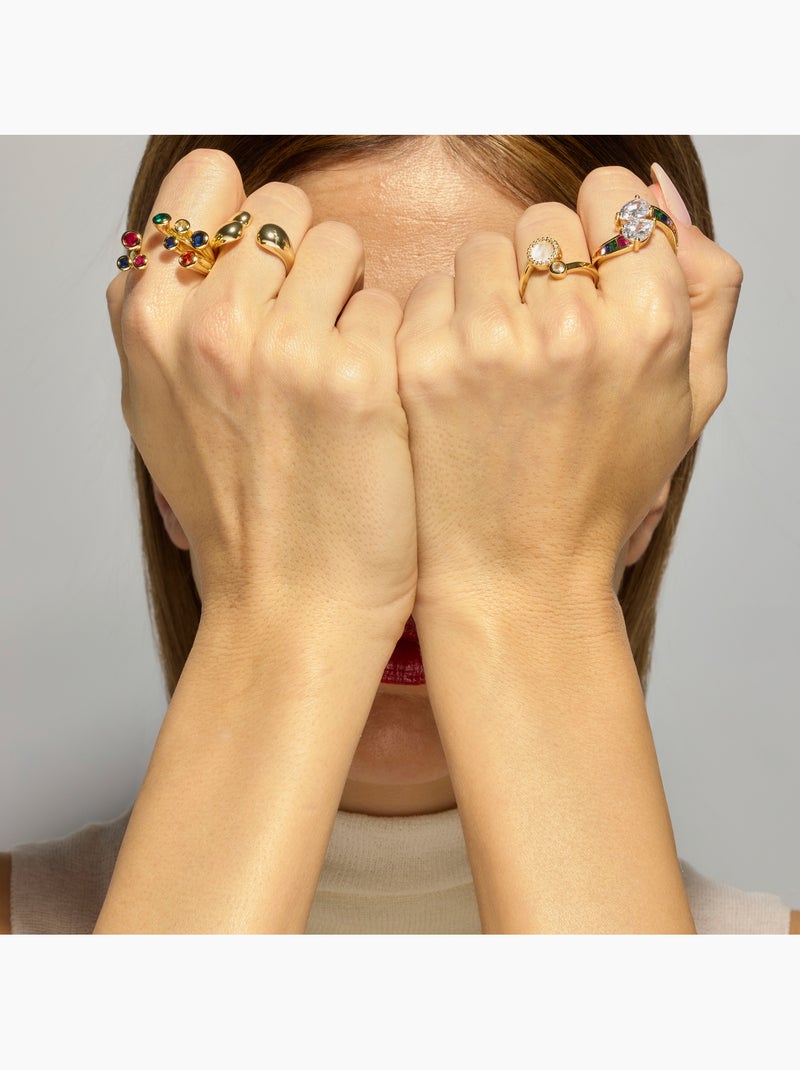 Bague Luxenter avec nacre blanche et plaqué or 18k - Sune Taille réglable Blanc - Kiabi