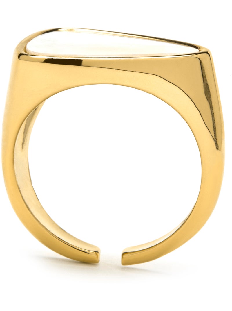 Bague Luxenter avec nacre blanche et plaqué or 18k - Sune Taille réglable Blanc - Kiabi