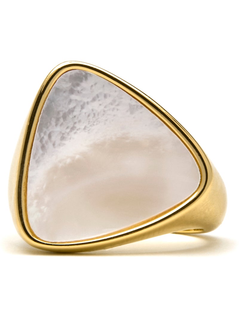 Bague Luxenter avec nacre blanche et plaqué or 18k - Sune Taille réglable Blanc - Kiabi
