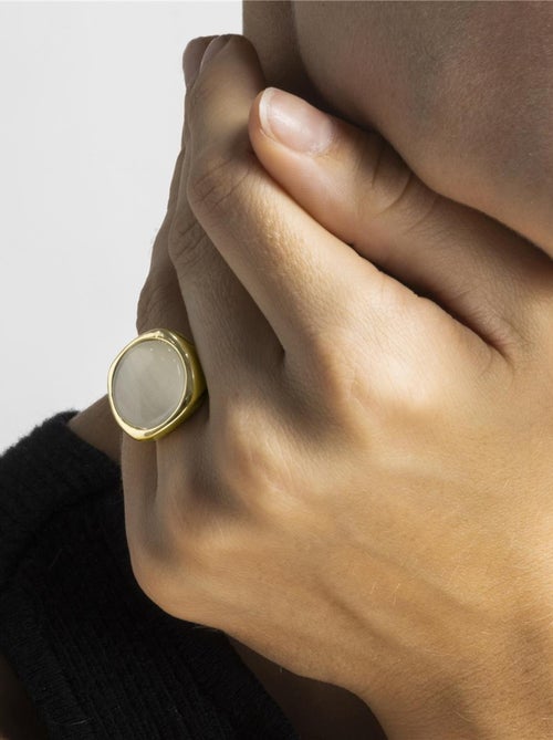 Bague Luxenter avec œil de chat plaqué or 18 carats - Uther - Kiabi