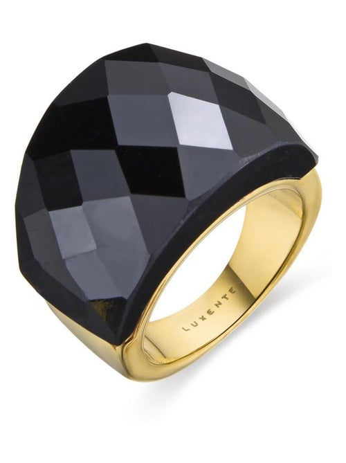 Bague Luxenter avec Onyx et Quartz Hydrothermal plaqué or jaune 18 carats - Hianvi - Kiabi