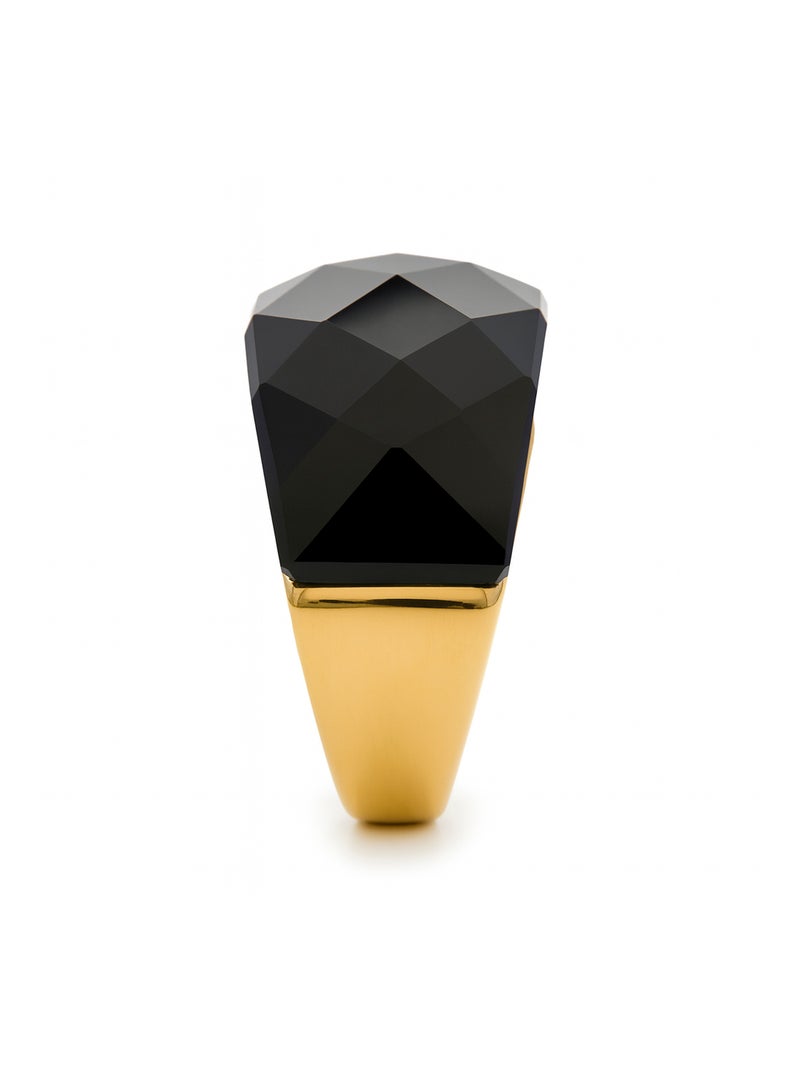 Bague Luxenter avec Onyx et Quartz Hydrothermal plaqué or jaune 18 carats - Hianvi Noir - Kiabi