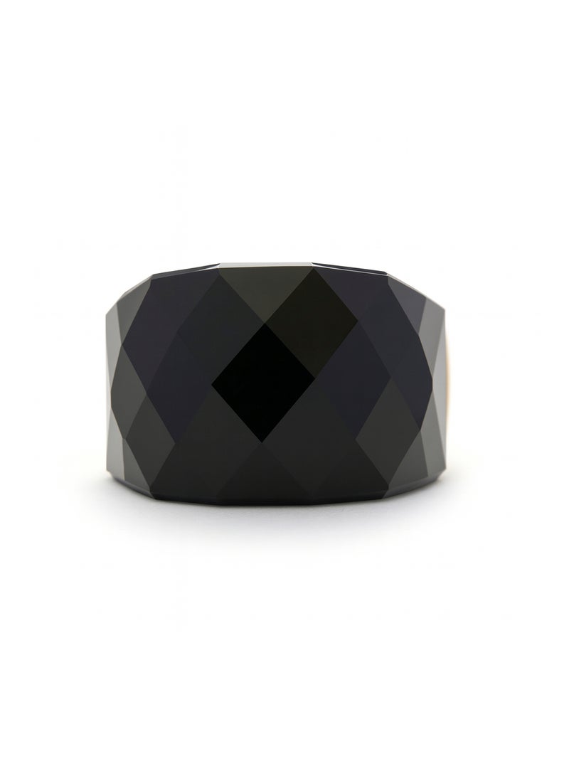 Bague Luxenter avec Onyx et Quartz Hydrothermal plaqué or jaune 18 carats - Hianvi Noir - Kiabi