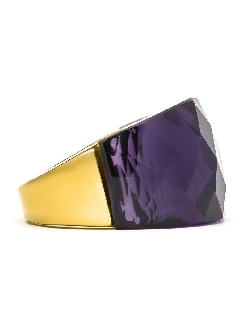 Bague Luxenter avec Onyx Quartz Hydrothermal plaqué or jaune 18 carats - Fadino Violet - Kiabi