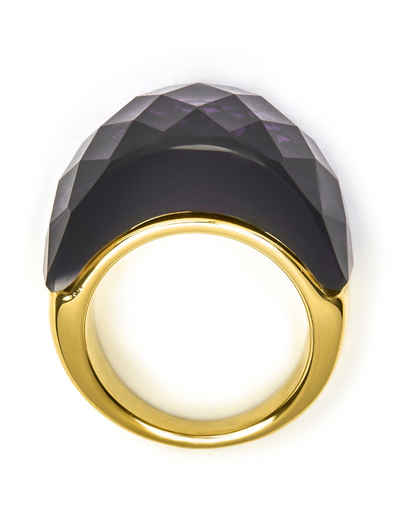 Bague Luxenter avec Onyx Quartz Hydrothermal plaqué or jaune 18 carats - Fadino Violet - Kiabi