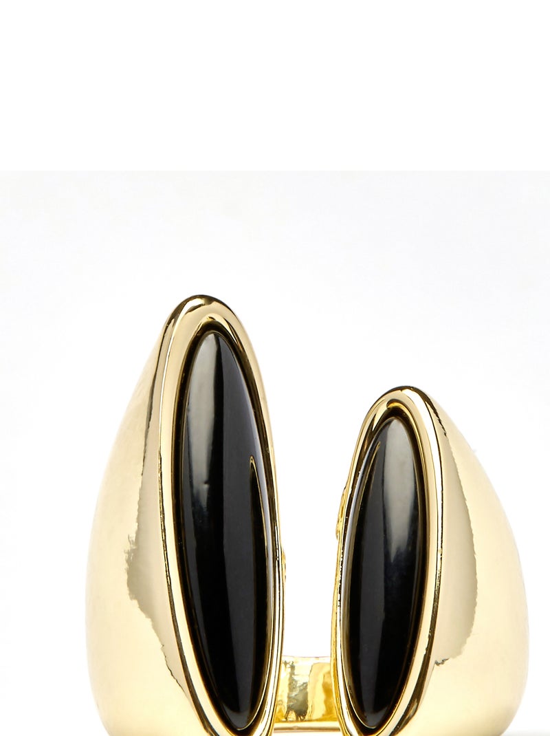 Bague Luxenter avec résine noire finition or 18k - Modwi Noir - Kiabi