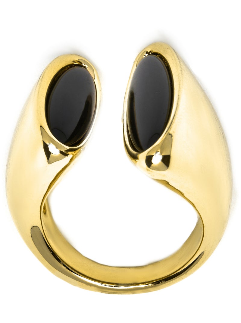 Bague Luxenter avec résine noire finition or 18k - Modwi Noir - Kiabi