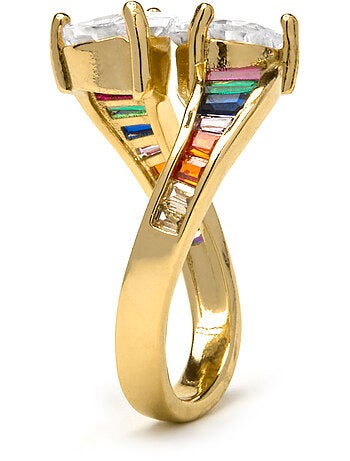 Bague Luxenter avec zircon brillant en finition or 18k - Darbia Taille réglable