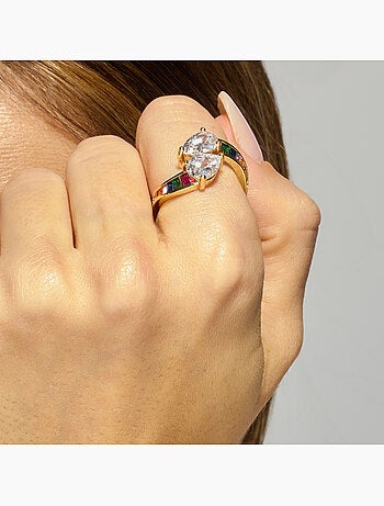 Bague Luxenter avec zircon brillant en finition or 18k - Darbia Taille réglable