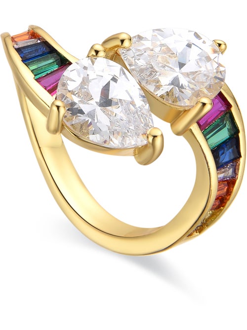 Bague Luxenter avec zircon brillant en finition or 18k - Darbia Taille réglable - Kiabi
