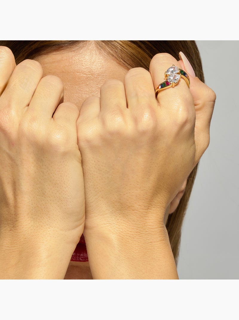 Bague Luxenter avec zircon brillant en finition or 18k - Darbia Taille réglable Argent - Kiabi