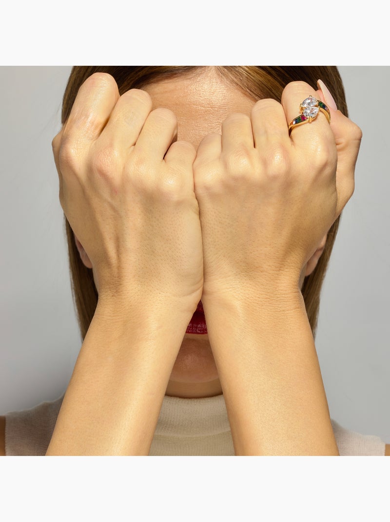 Bague Luxenter avec zircon brillant en finition or 18k - Darbia Taille réglable Blanc - Kiabi