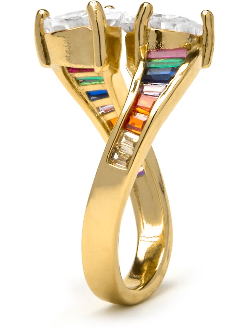 Bague Luxenter avec zircon brillant en finition or 18k - Darbia Taille réglable Blanc - Kiabi