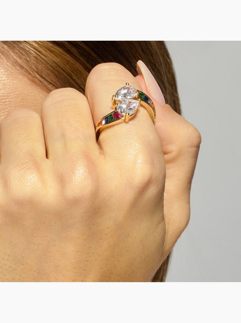 Bague Luxenter avec zircon brillant en finition or 18k - Darbia Taille réglable Blanc - Kiabi