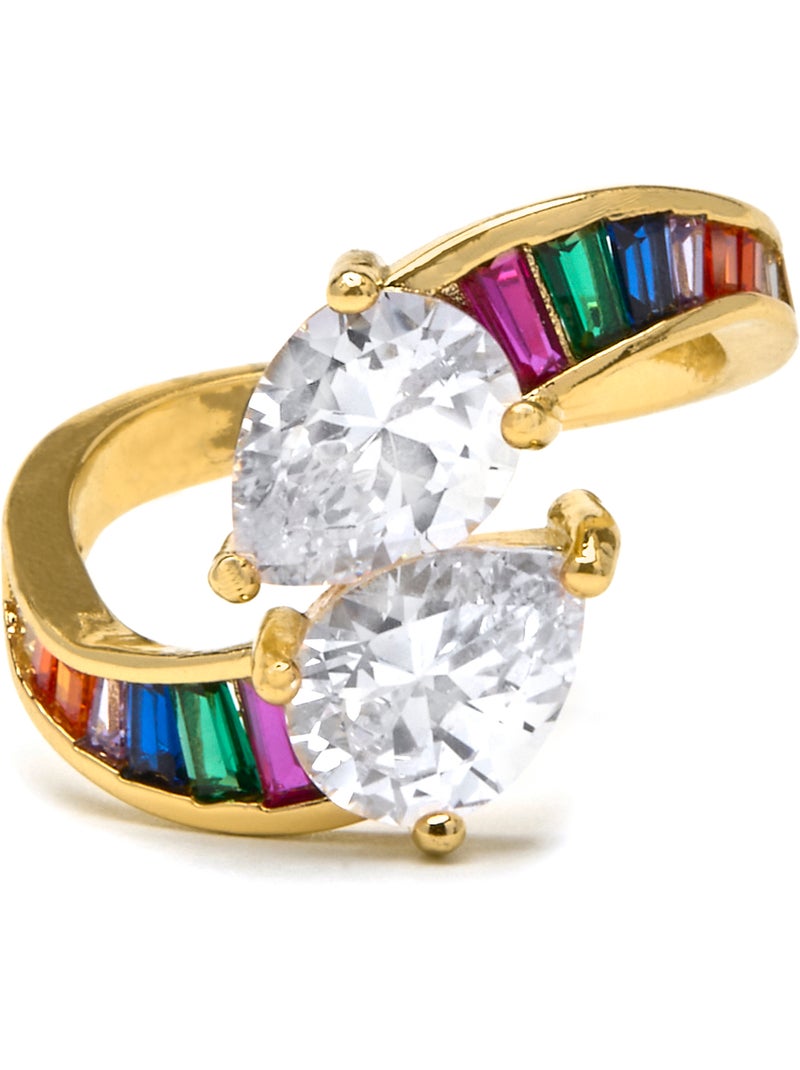 Bague Luxenter avec zircon brillant en finition or 18k - Darbia Taille réglable Blanc - Kiabi