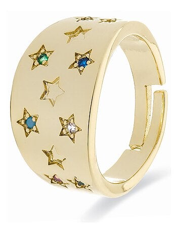 Bague Luxenter avec zircon brillant en or jaune 18K - Etav