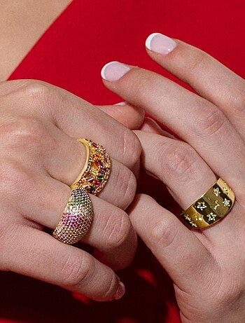 Bague Luxenter avec zircon brillant en or jaune 18K - Etav