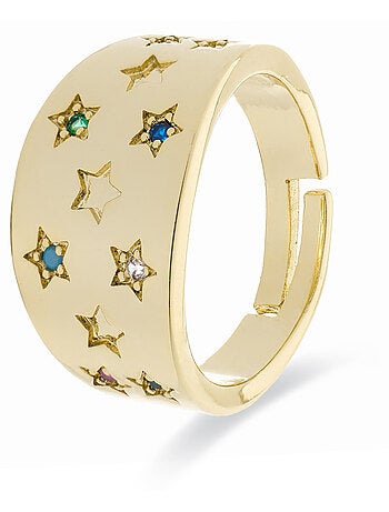Bague Luxenter avec zircon brillant et plaqué or 18k - Etav Taille réglable