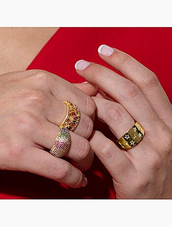 Bague Luxenter avec zircon brillant et plaqué or 18k - Etav Taille réglable