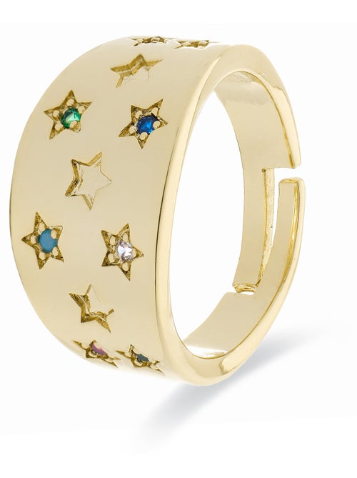 Bague Luxenter avec zircon brillant et plaqué or 18k - Etav Taille réglable - Kiabi