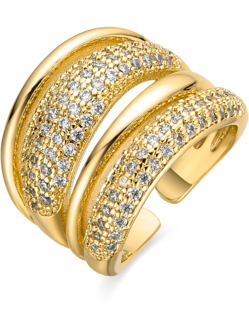 Bague Luxenter avec zircon brillant finition or 18k - Merima Taille réglable - Kiabi