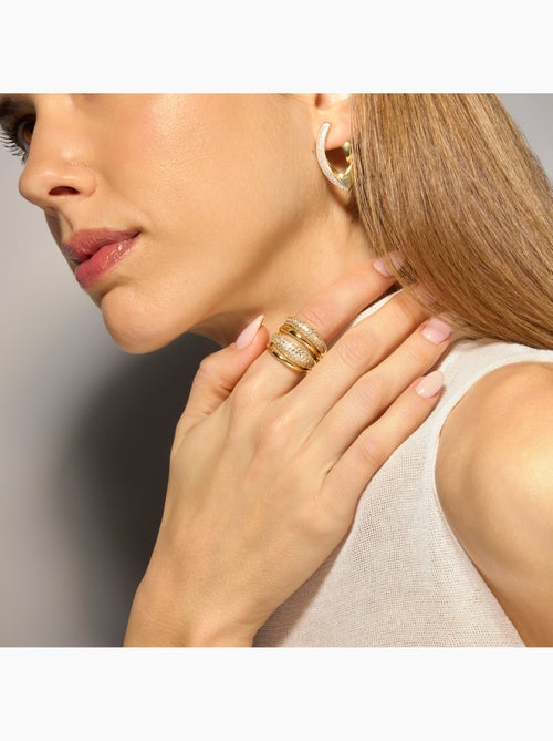 Bague Luxenter avec zircon brillant finition or 18k - Merima Taille réglable - Kiabi