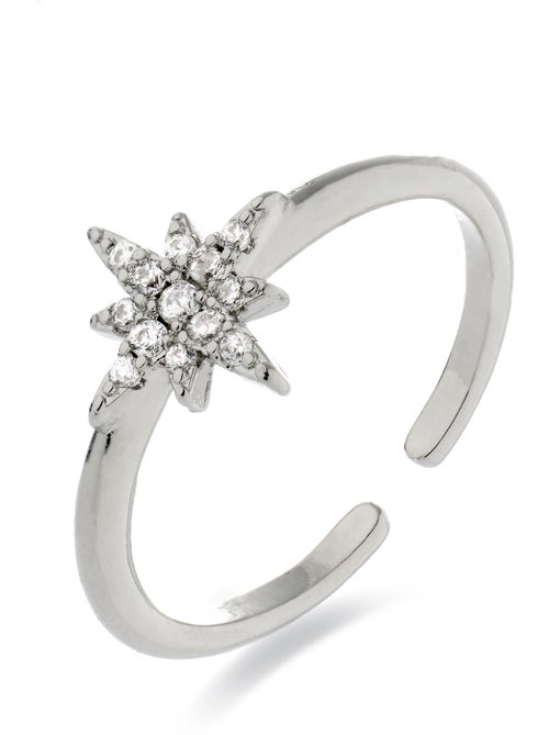 Bague Luxenter avec zircon brillant rhodié - Kimsel Taille réglable - Kiabi