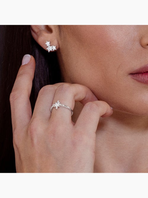 Bague Luxenter avec zircon brillant rhodié - Kimsel Taille réglable - Kiabi