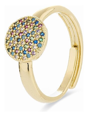 Bague Luxenter avec zircon multicolore et plaqué or 18k - Cuix Taille réglable
