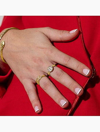Bague Luxenter avec zircon multicolore et plaqué or 18k - Cuix Taille réglable