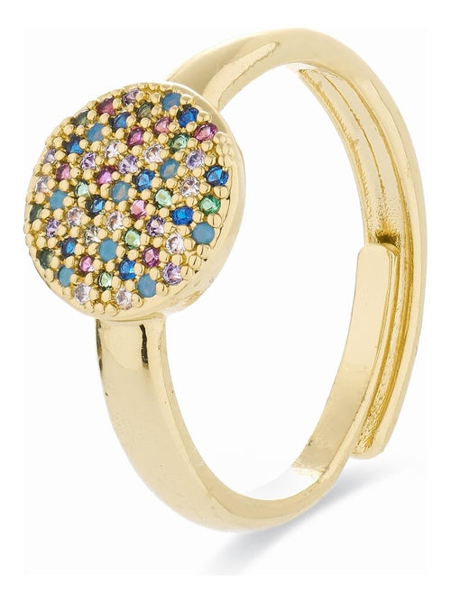 Bague Luxenter avec zircon multicolore et plaqué or 18k - Cuix Taille réglable - Kiabi