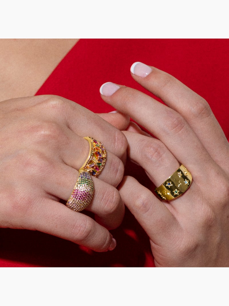 Bague Luxenter avec zircon multicolore et plaqué or 18k - Fabeu Taille réglable Multicolore - Kiabi