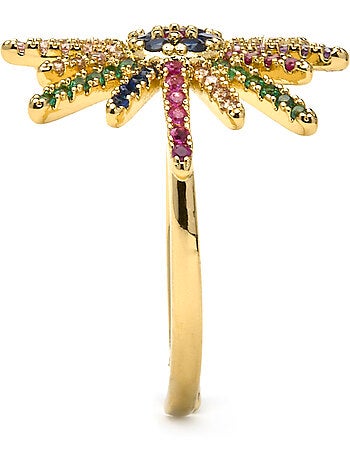 Bague Luxenter avec zircon multicolore finition or 18k - Daob Taille réglable