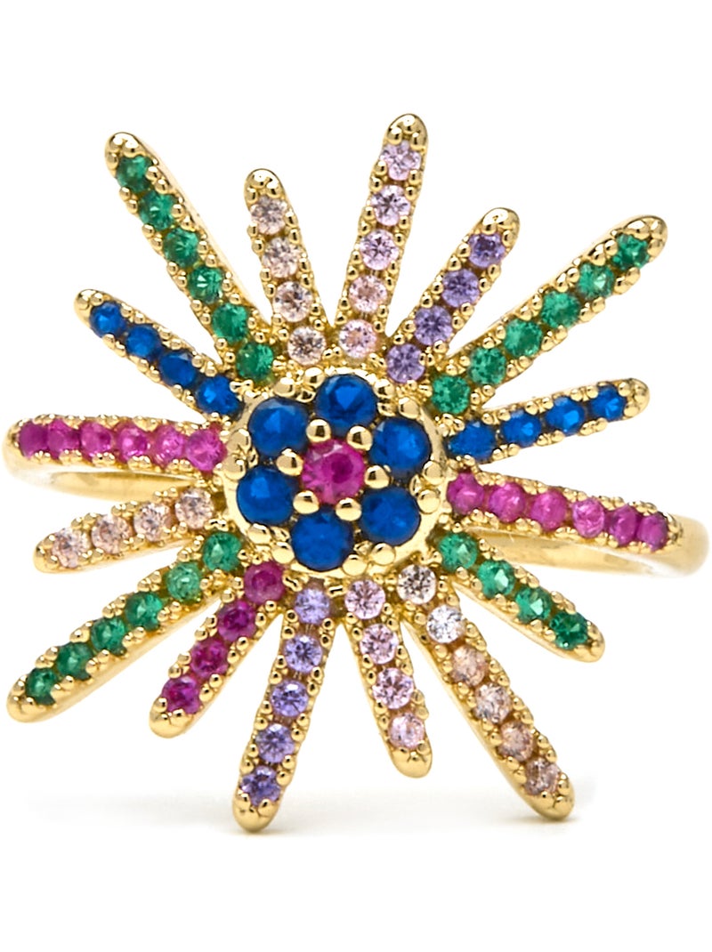 Bague Luxenter avec zircon multicolore finition or 18k - Daob Taille réglable Multicolore - Kiabi