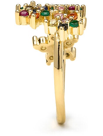 Bague Luxenter avec zircon multicolore finition or 18k - Qianvi Taille réglable