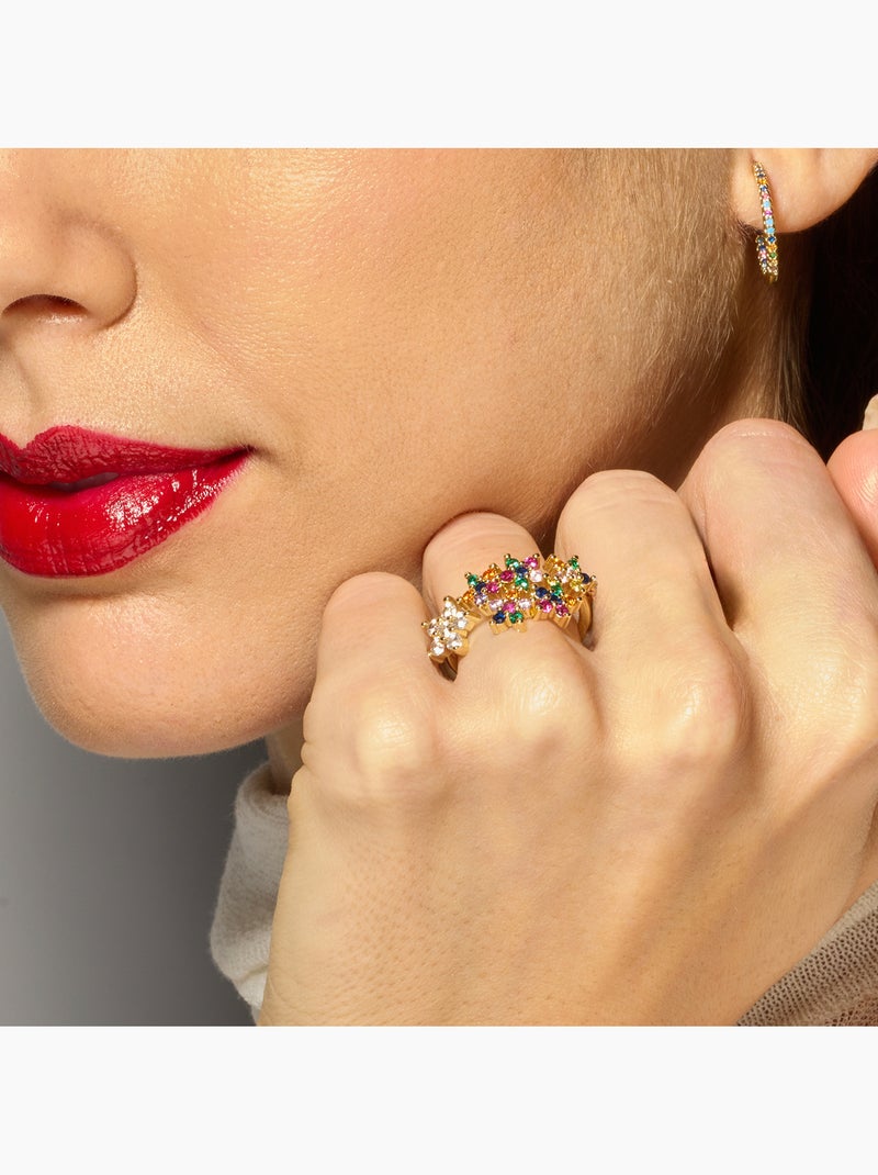 Bague Luxenter avec zircon multicolore finition or 18k - Qianvi Taille réglable Multicolore - Kiabi