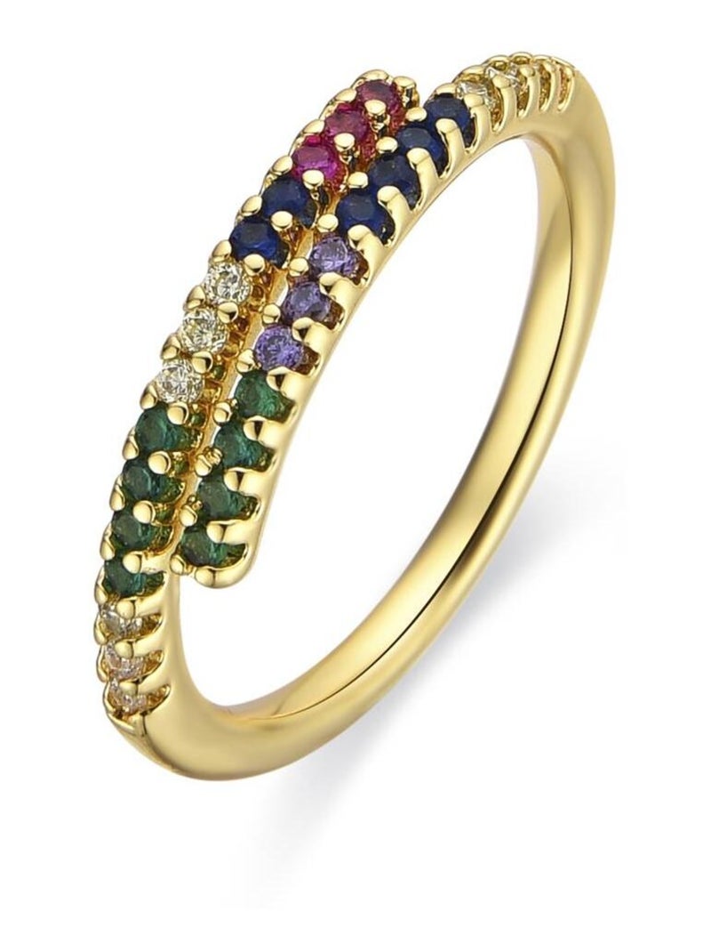 Bague Luxenter avec zircon multicolore finition or 18k - Tazel Multicolore - Kiabi