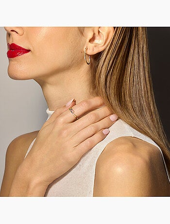 Bague Luxenter avec zircon multicolore finition or 18k - Tazel Taille réglable